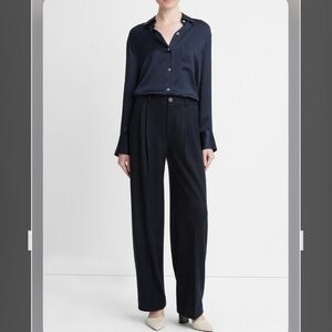 Vince Cozy Wool Pleat Front Pants in Coastal Blue Size 12